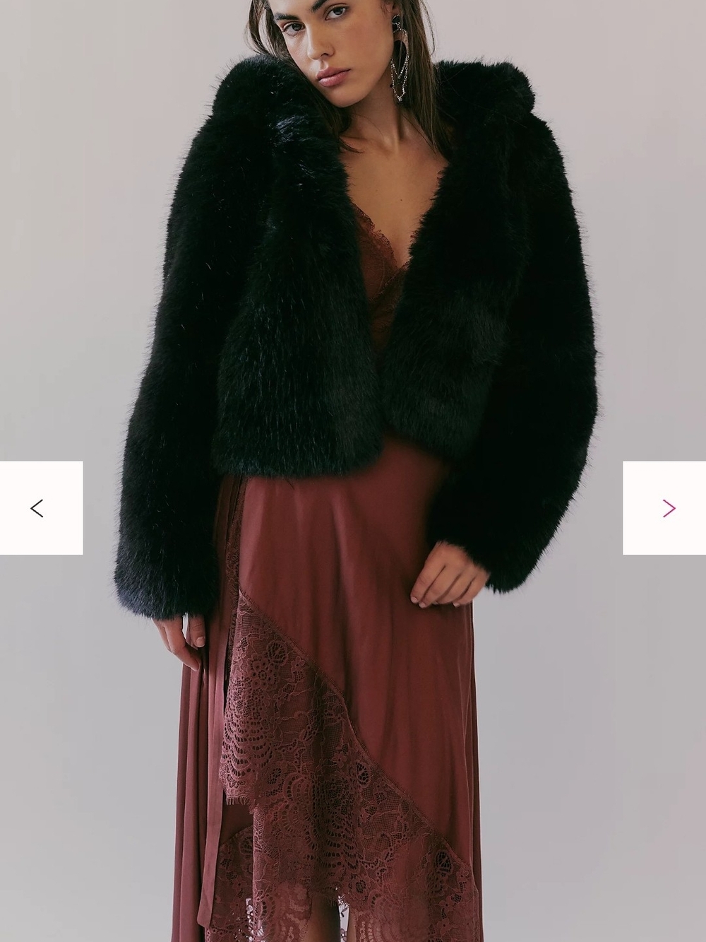 Free People Louder Please  Black Plush Faux-Fur Cropped Jacket SOLD OUT ON LINE - Picture 4 of 6
